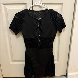 Chic Black Dress with Zebra Pattern